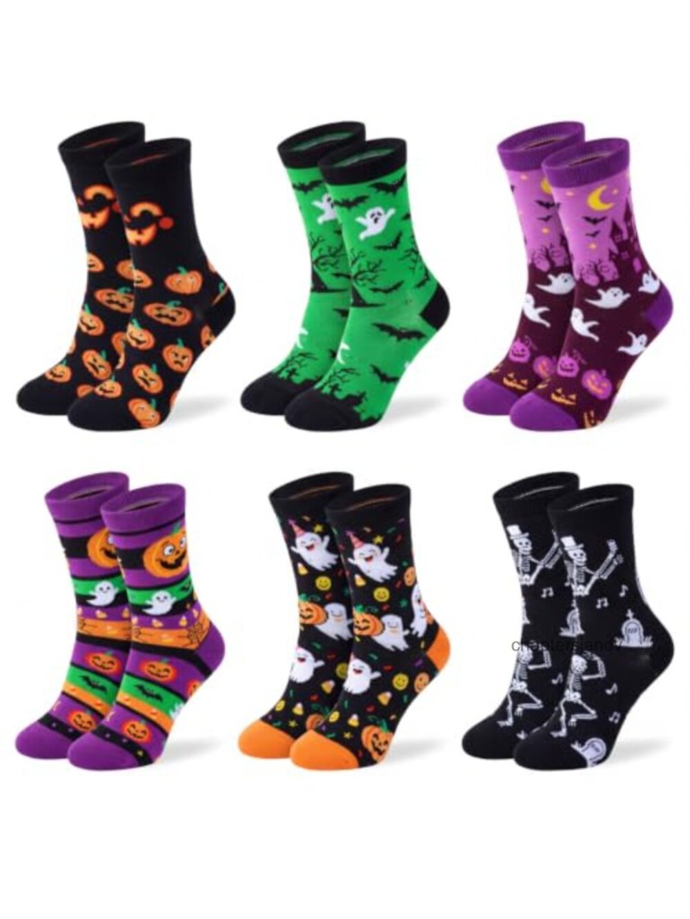 6 Pairs Funny Halloween Novelty Cotton Blend Socks One Size